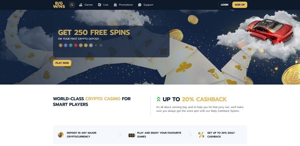 BigWins Online casino cashback boosts up to 20%